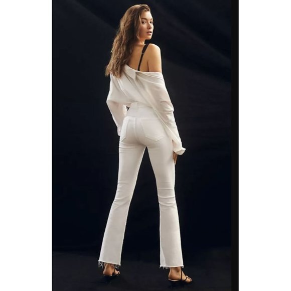 MOTHER The Hustler Ankle Fray White Jeans Sz 24 Fairest of Them All Stretch - Picture 2 of 8